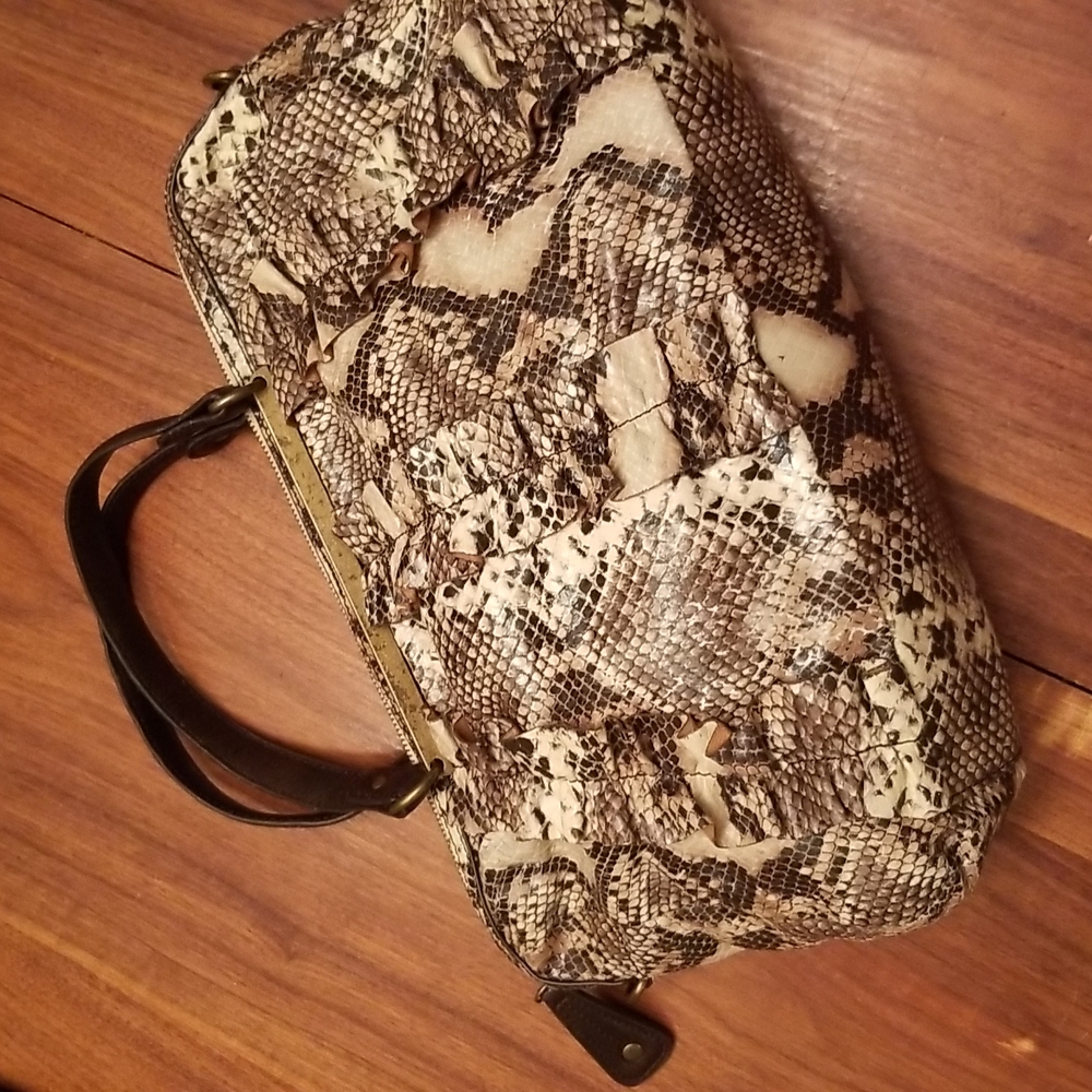 Jessica Simpson vegan python large BEAUTY! Satchel and long strap!